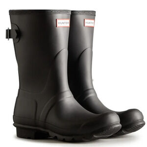Hunter Women's Original Back Adjustable Short Rain Boots Black Size 8